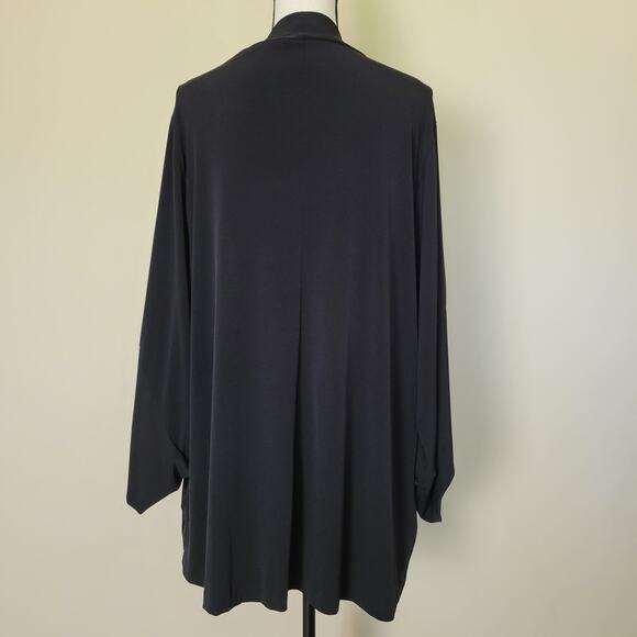 Lane Bryant Sz 18/20 long Cardigan Jacket Jersey Open Unique Long Sleeve Black - Picture 5 of 14